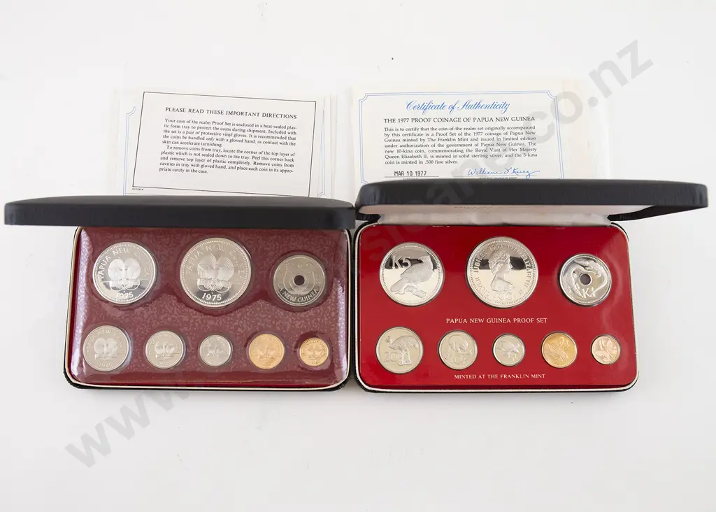 PNG 1975 and 1977 Proof Eight Coin Sets Image 1++