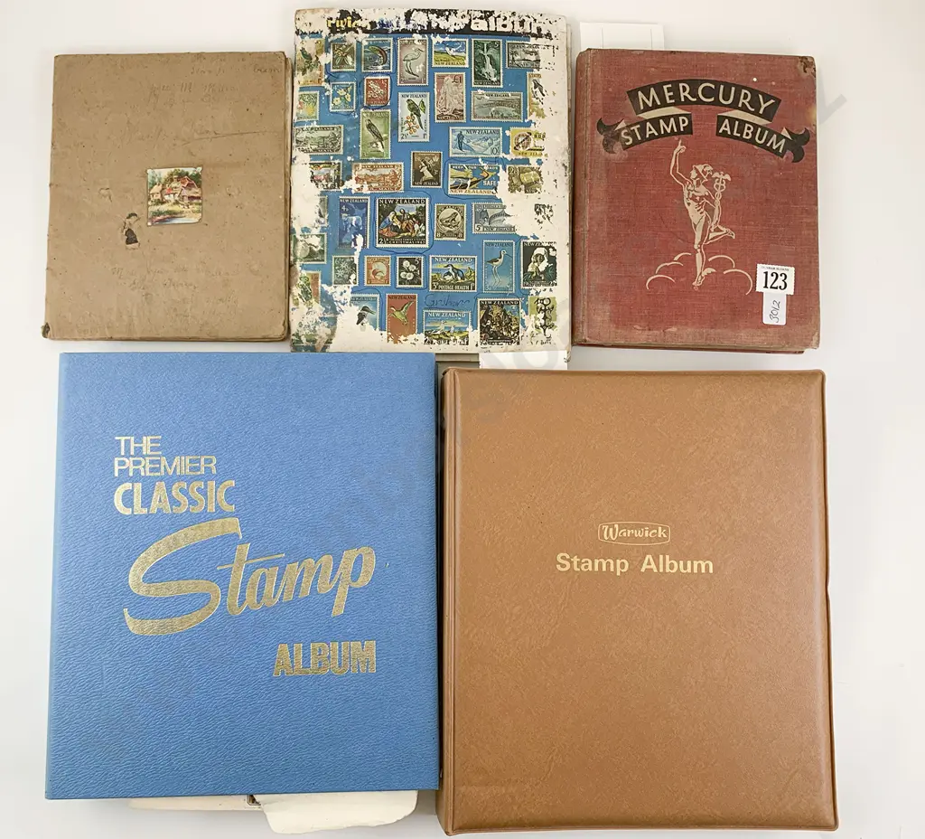 Five Vintage Stamp Albums Image 1++