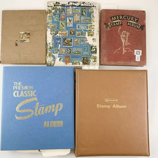 Five Vintage Stamp Albums