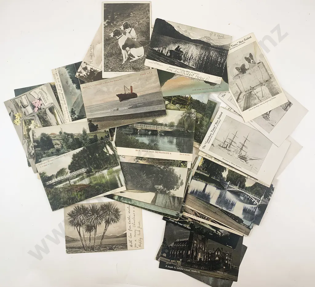 58 Early NZ South Island Postcards Image 1++