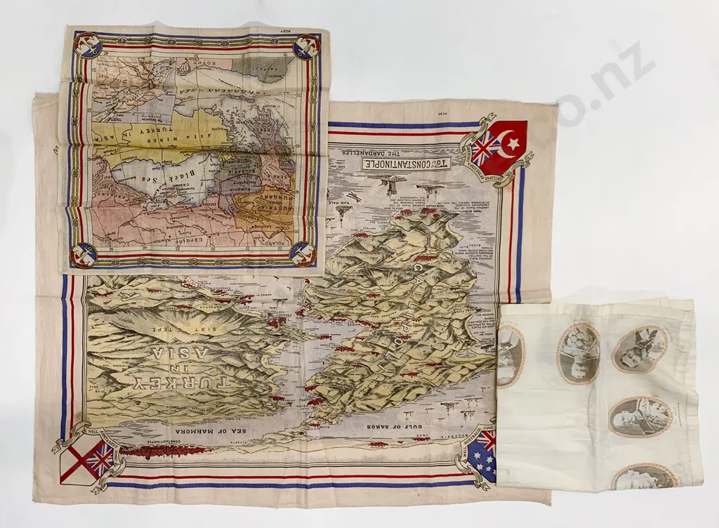Three WWI Cotton Handkerchiefs Image 1++