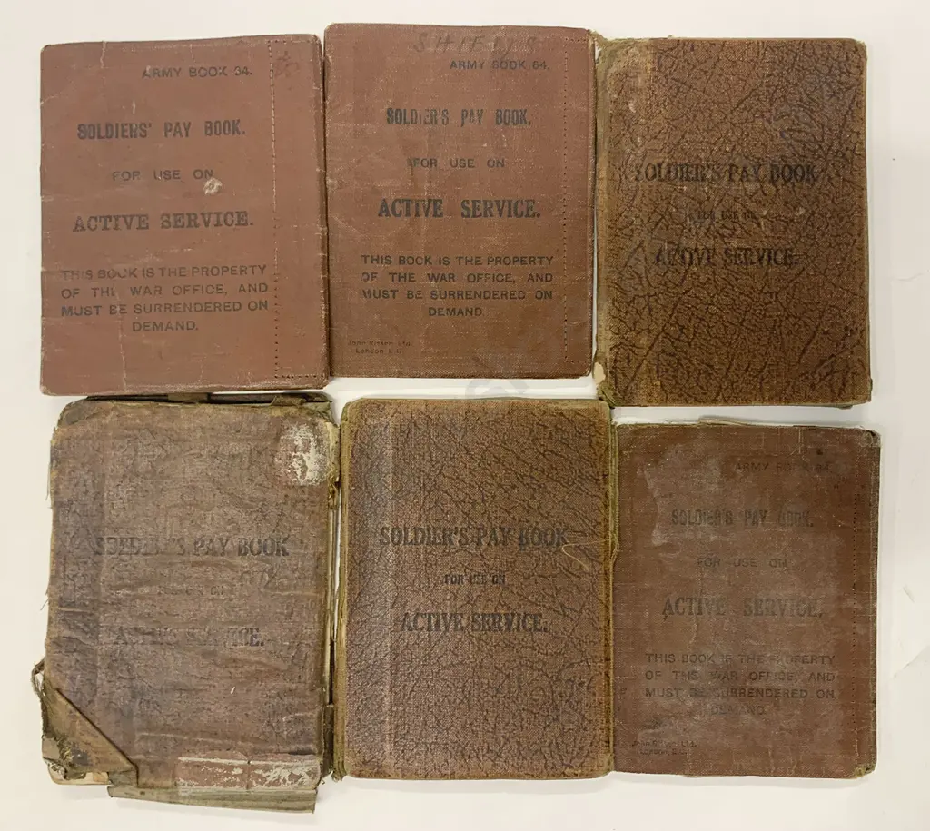 Three WWII Solider Pay Books and three WWI Image 1++