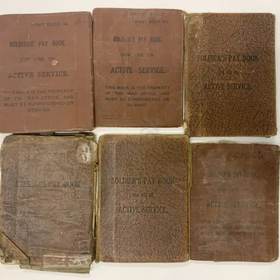 Three WWII Solider Pay Books and three WWI