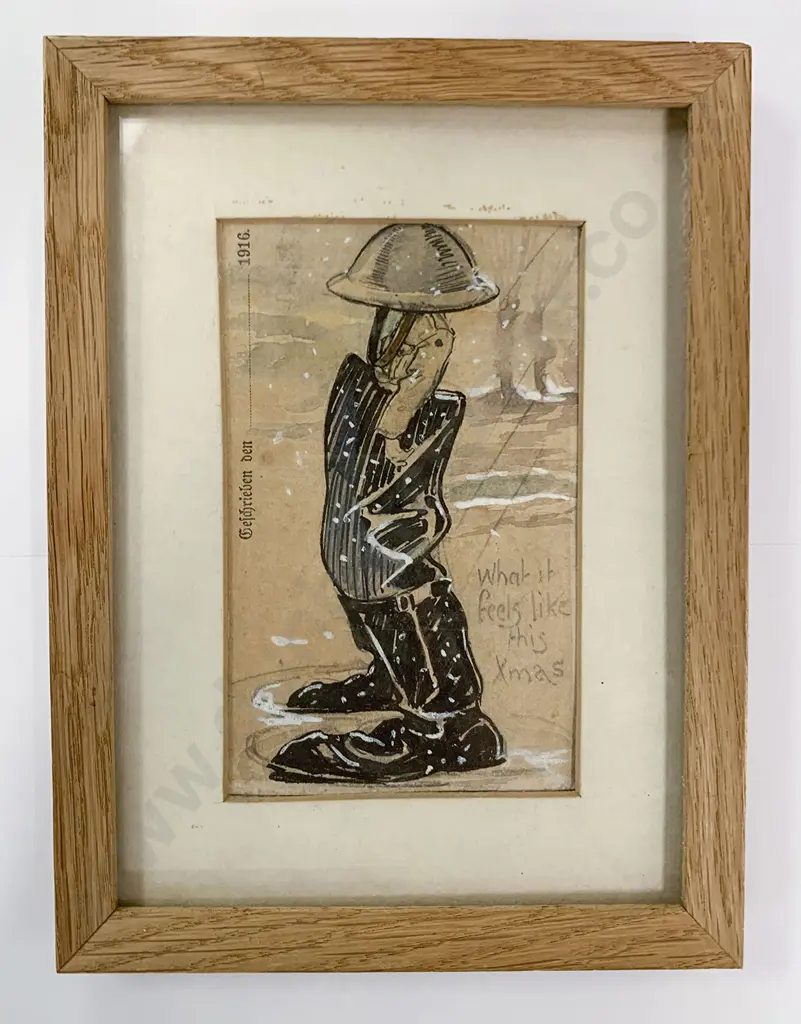 WWI Original Cartoon Hand Painted Watercolour Image 1++