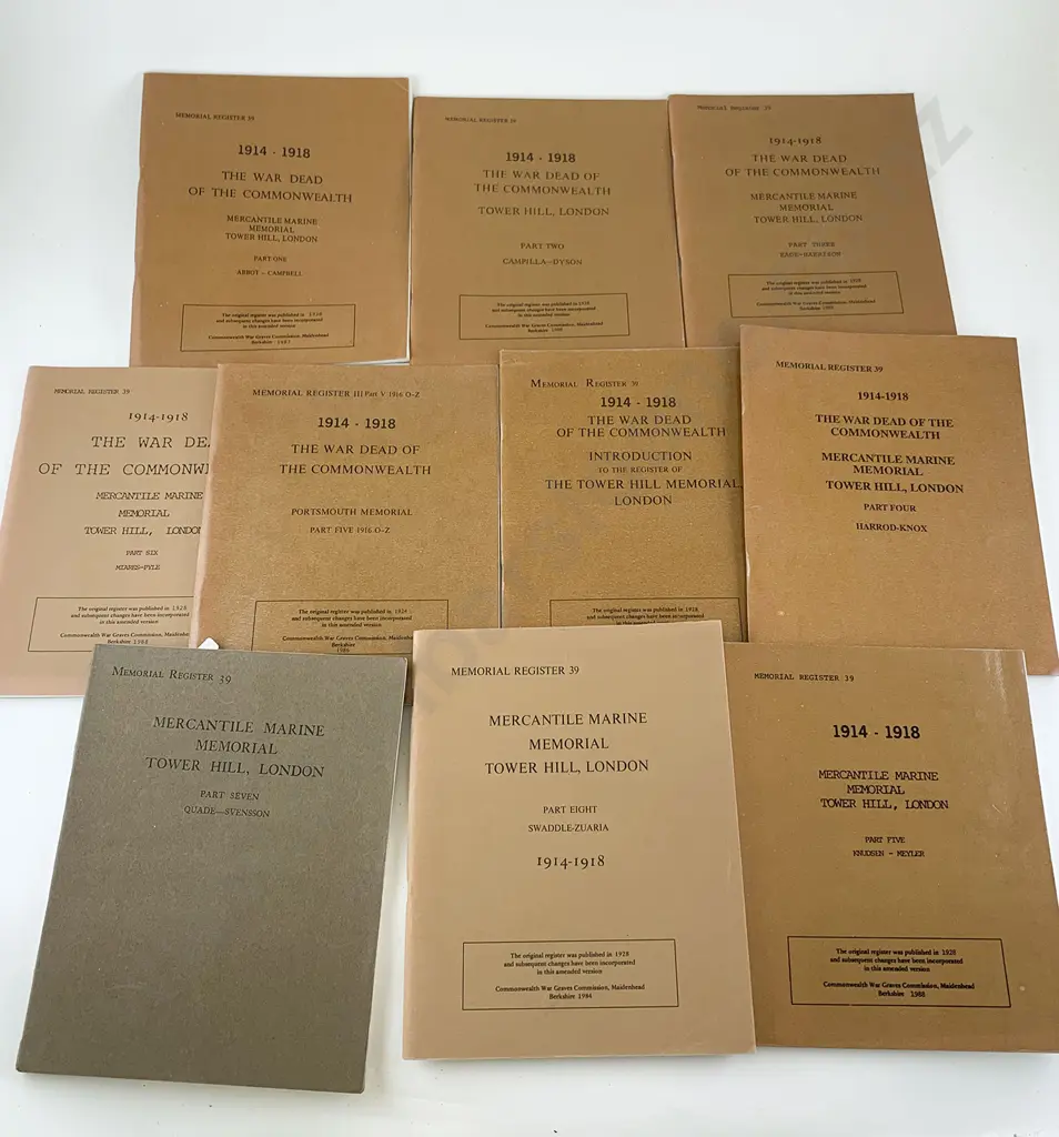Memorial Register The War Dead of the Commonwealth Ten Booklets Image 1++