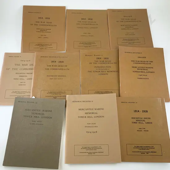 Memorial Register The War Dead of the Commonwealth Ten Booklets