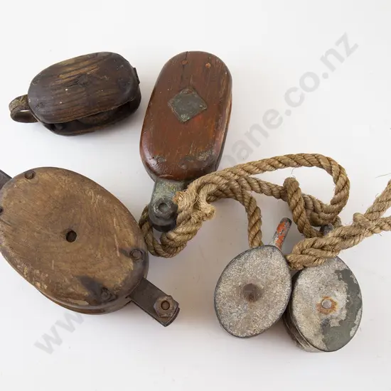 Five Various Small Shipping Pulleys