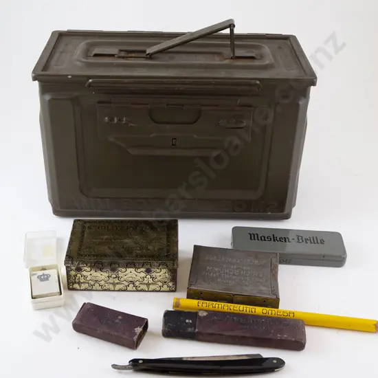 Ammunition Box Cal. .50 M2 with cut throat razor