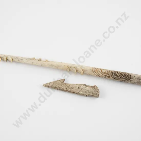 Whale bone fishhook and harpoon