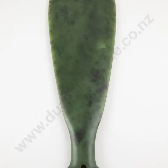A Superb Historically Important Chiefs Mere Pounamu ( Short bladed Greenstone Weapon)