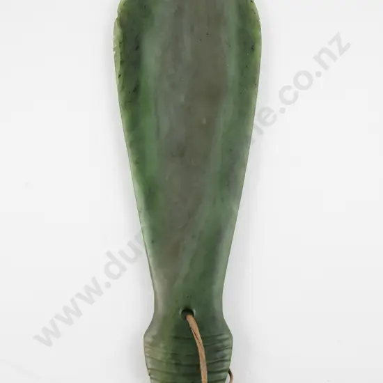 A Superb Historically Important Chiefs Mere Pounamu ( Short bladed Greenstone Weapon)