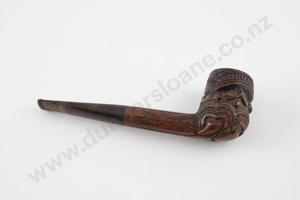 Neke Kapua (Attributed) Ngati Tarawhai carved Maori pipe Image 1++