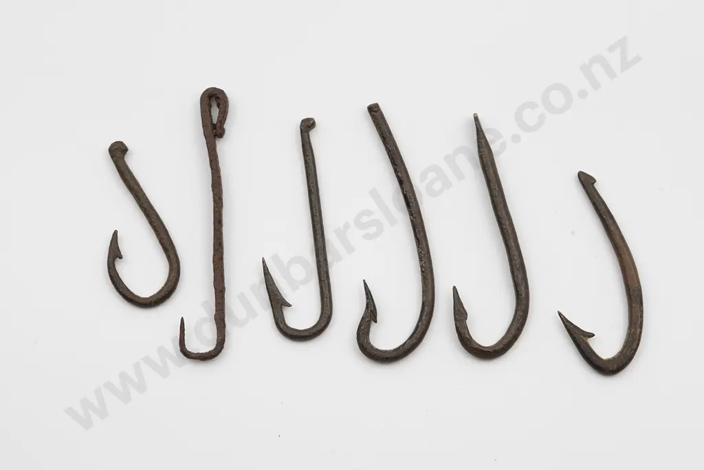 Six copper fish hooks Image 1++