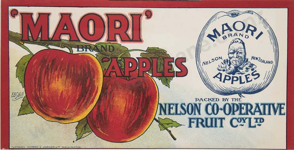 A Rare Maori Apples brand apple crate label Image 1++