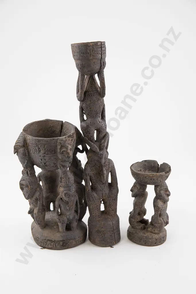 Papua New Guinea Ramu river figure supported bowls (3) Image 1++