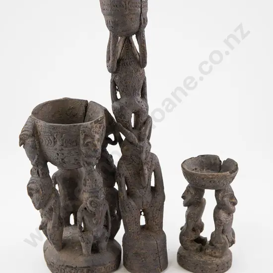 Papua New Guinea Ramu river figure supported bowls (3)