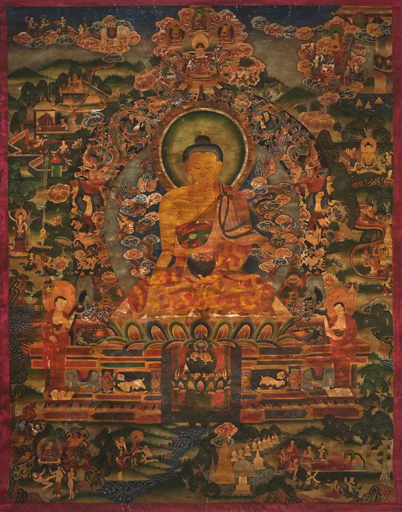 A large and Impressive Tibetan Thangka depicting Shakyamuni Buddha Image 1++