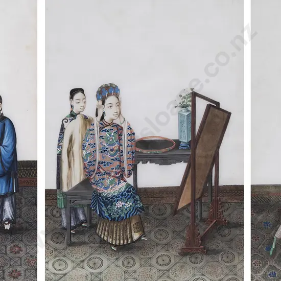 Three Chinese Rice paper paintings