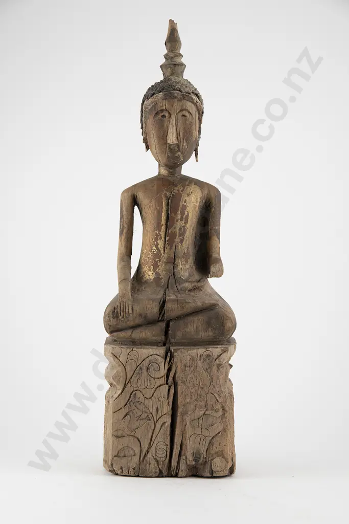 19th century Laotian Carved wood Buddha Figure Image 1++