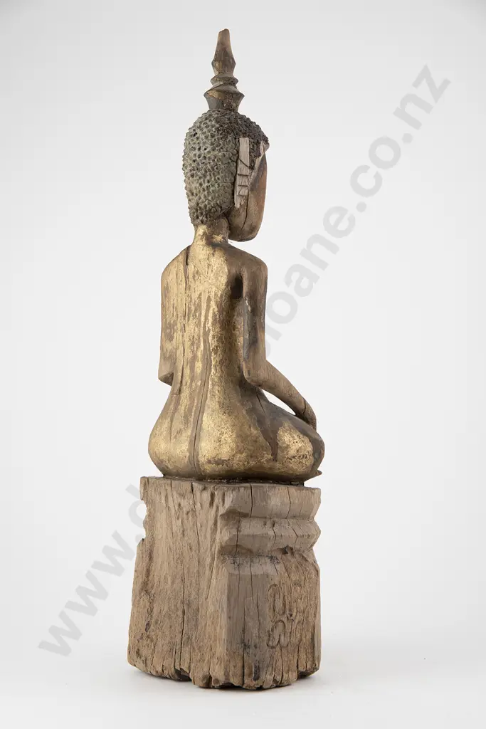 19th century Laotian Carved wood Buddha Figure Image 1++