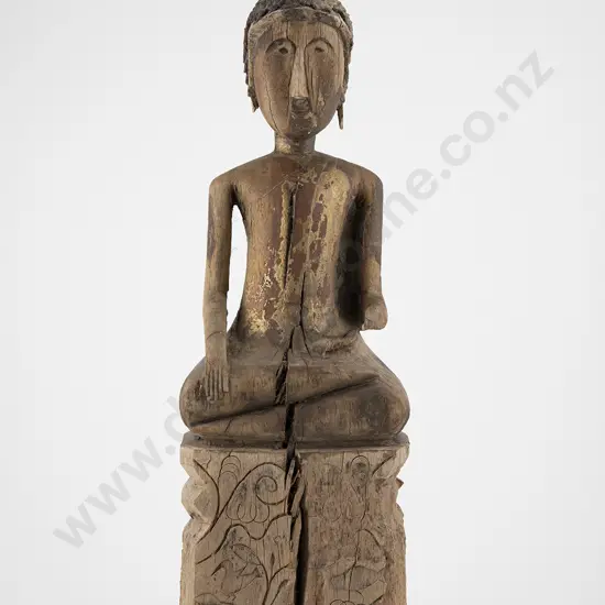 19th century Laotian Carved wood Buddha Figure