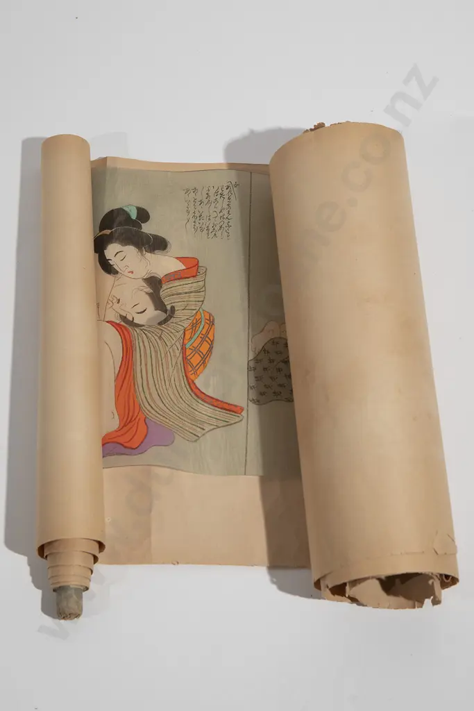 A Japanese  Meiji  Period Shunga Scroll Image 1++