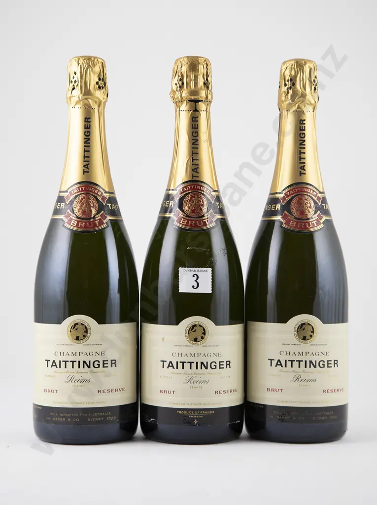 3 bottles NV Taittinger Brut Reserve Champagne Image 1++