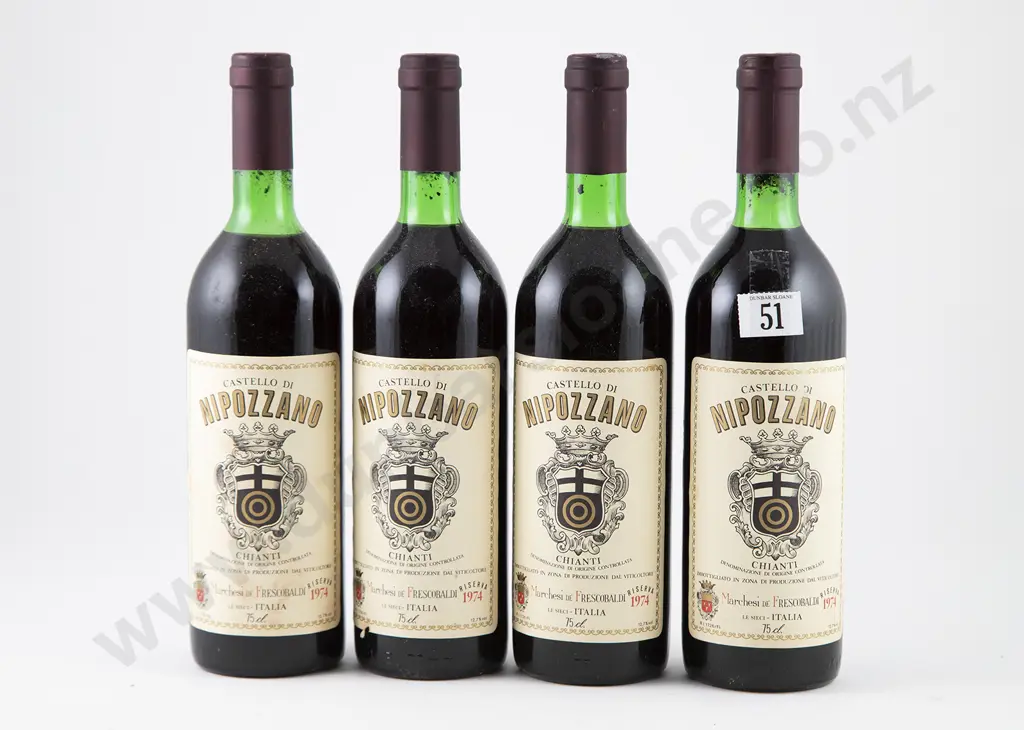 4 bottles 1974 Marchesi Frescobaldi Castello di Nipozzano Chianti Rufina Riserva Image 1++