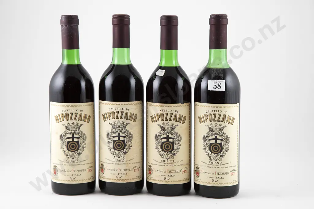 4 bottles 1974 Marchesi Frescobaldi Castello di Nipozzano Chianti Rufina Riserva Image 1++