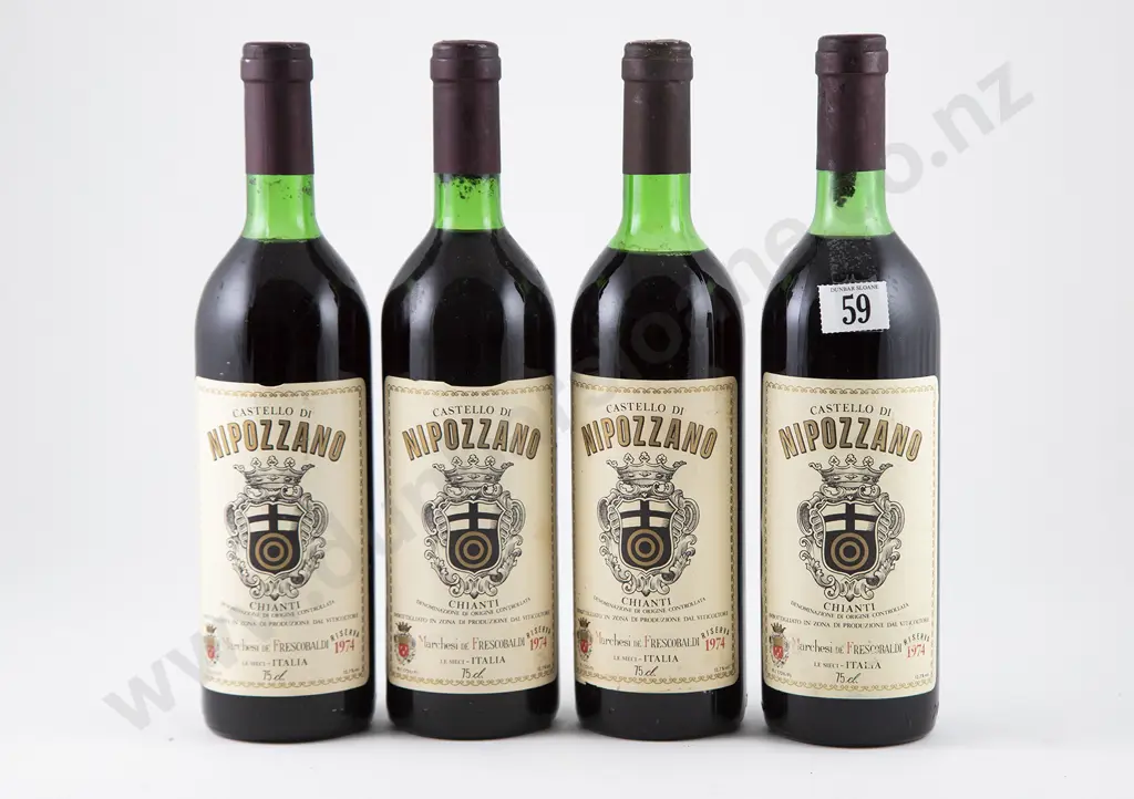 4 bottles 1974 Marchesi Frescobaldi Castello di Nipozzano Chianti Rufina Riserva Image 1++