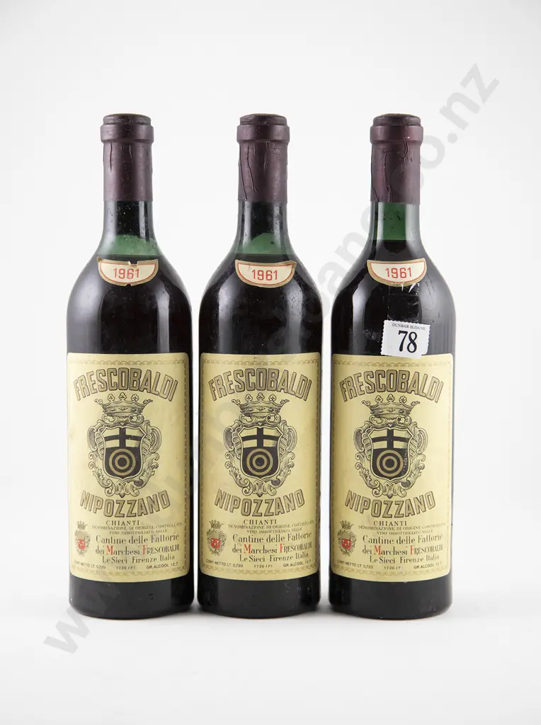 3 bottles 1961 Marchesi Frescobaldi Nipozzano Chianti Image 1++