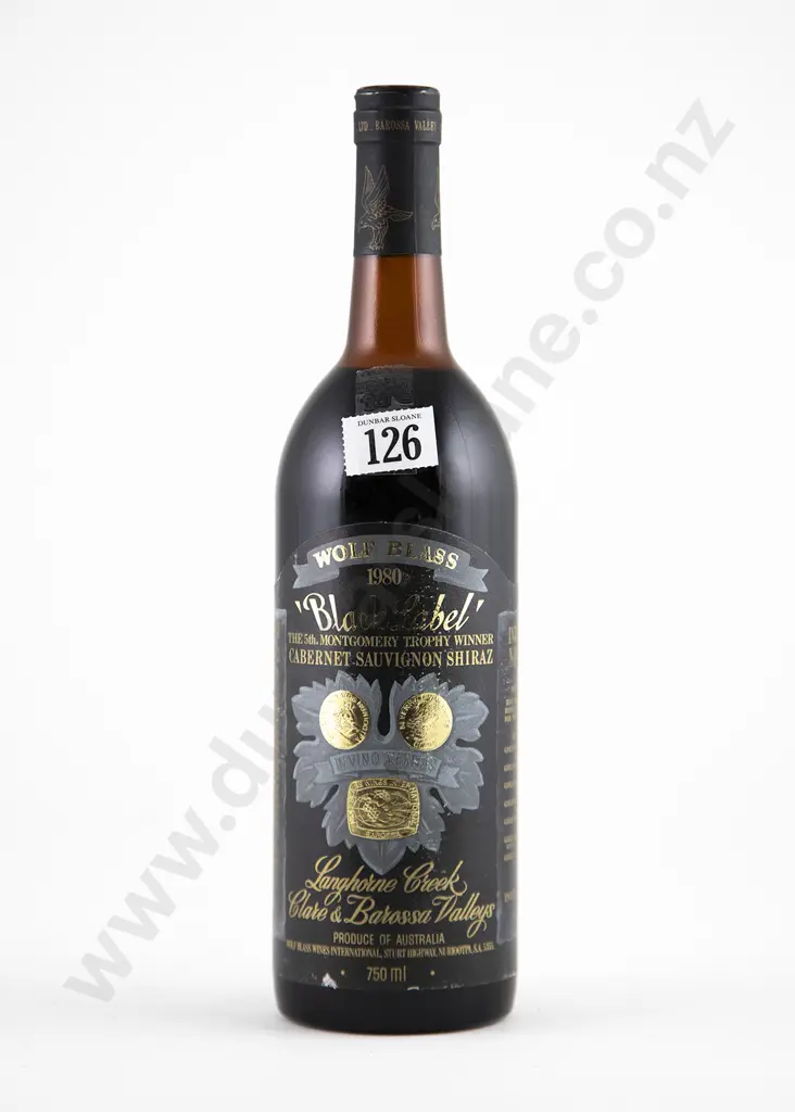 1 bottle 1980 Wolf Blass 'Black Label' Cabernet Sauvignon - Shiraz Image 1++