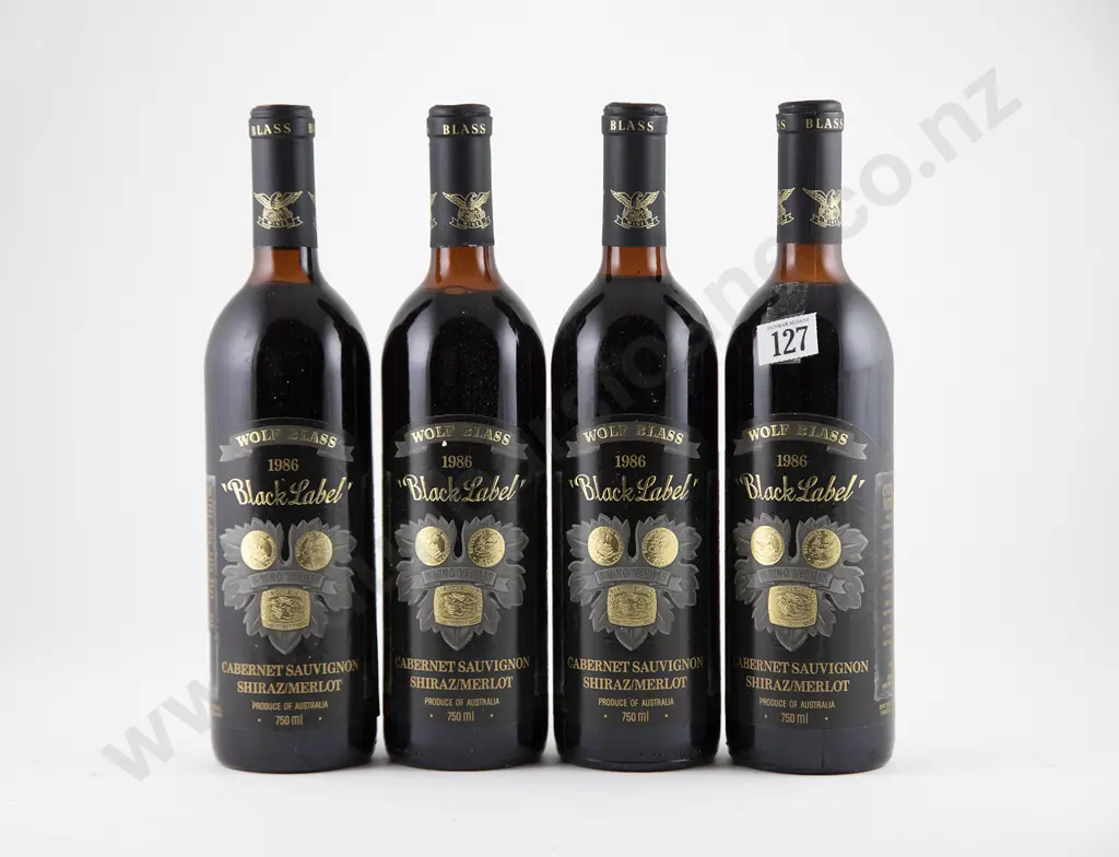 4 bottles 1986 Wolf Blass 'Black Label' Cabernet Sauvignon - Shiraz/Merlot Image 1++