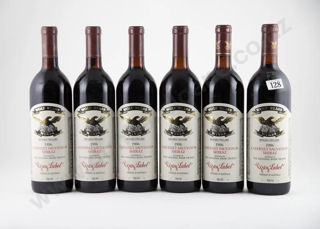 6 bottles 1986 Wolf Blass 'Grey Label' Cabernet Sauvignon - Shiraz Image 1++