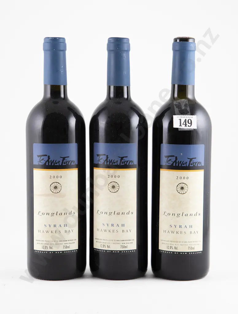 3 bottles 2000 Te Awa Farm Longlands Syrah Image 1++