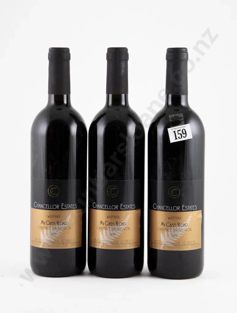 3 bottles 1999 Chancellor Estate Waipara Mt Cass Road Cabernet Sauvignon North Canterbury Image 1++