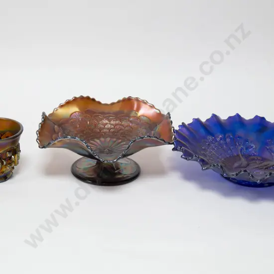 Three Pieces of Carnival Glass