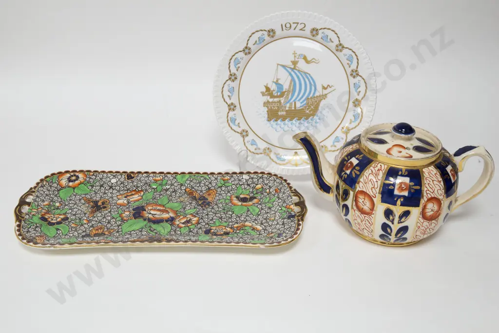 Doulton Tray with Spode Commemorative Plate and Teapot Image 1++