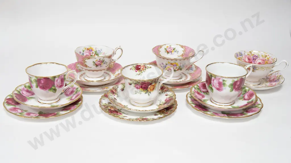 Box of Assorted Fancy China Trios incl. Royal Albert Image 1++