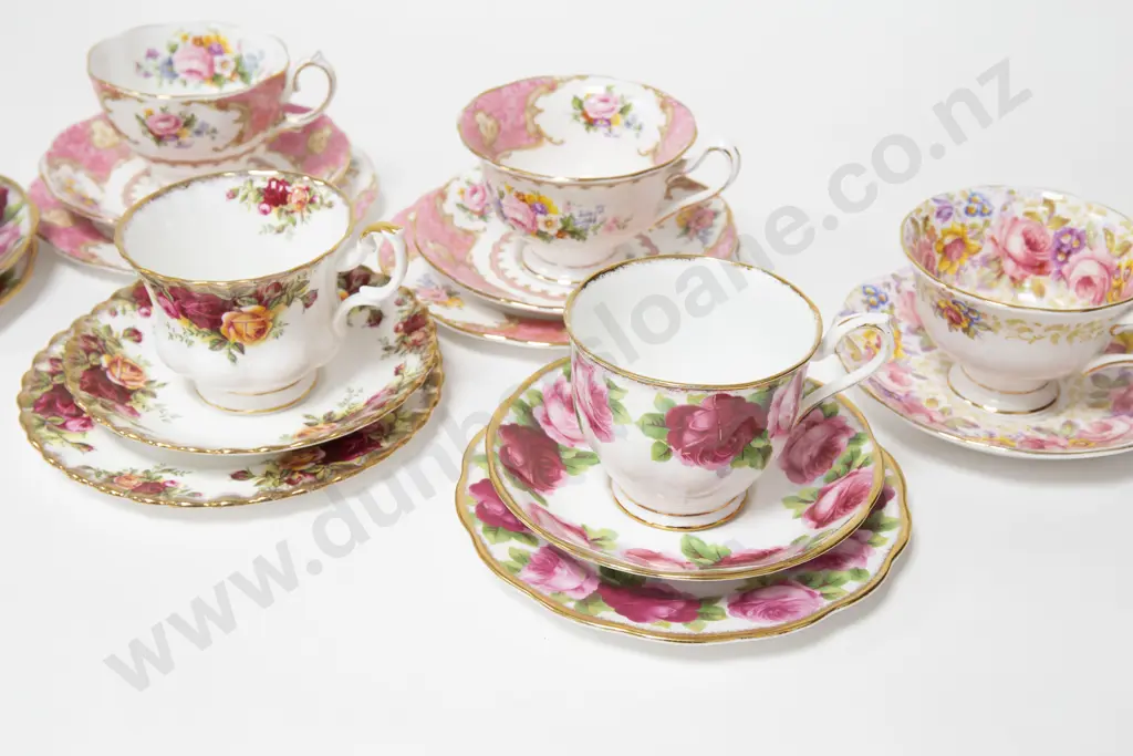 Box of Assorted Fancy China Trios incl. Royal Albert Image 1++