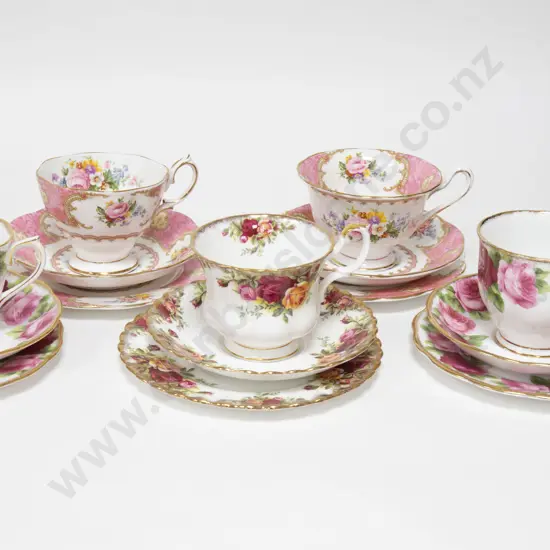 Box of Assorted Fancy China Trios incl. Royal Albert