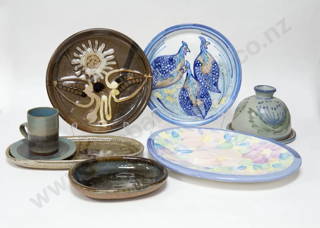 Seven Various Pieces of NZ Pottery incl. Brian Gartside Plate Image 1++