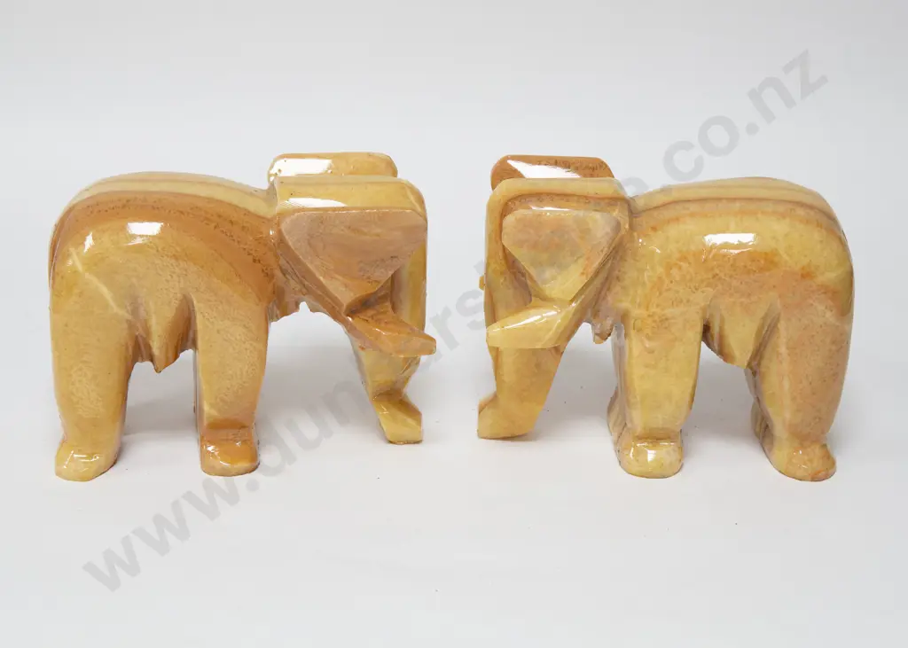Pair of Hardstone Elephant Ornaments Image 1++