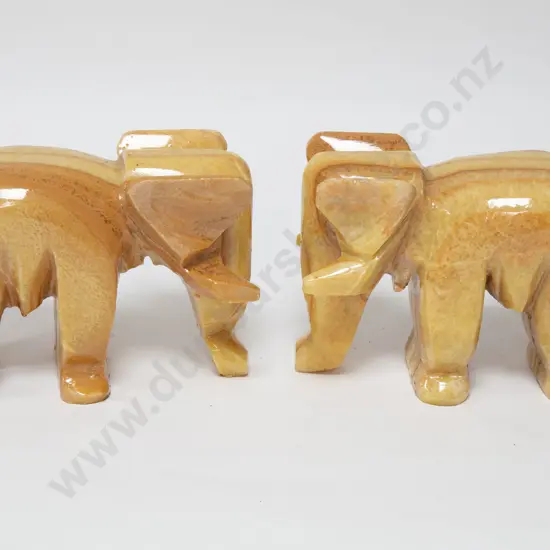 Pair of Hardstone Elephant Ornaments