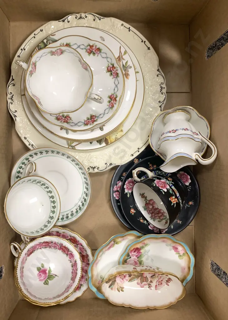 Box of Assorted Floral Decorated Tea China Image 1++
