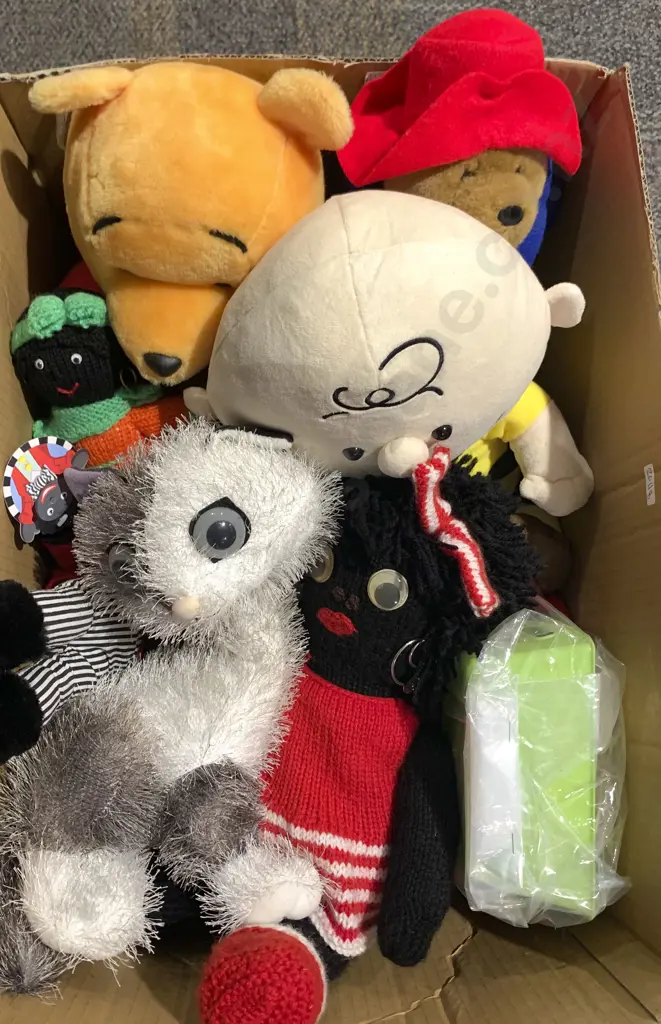 Box of Assorted Soft Toys and Viewmasters Image 1++