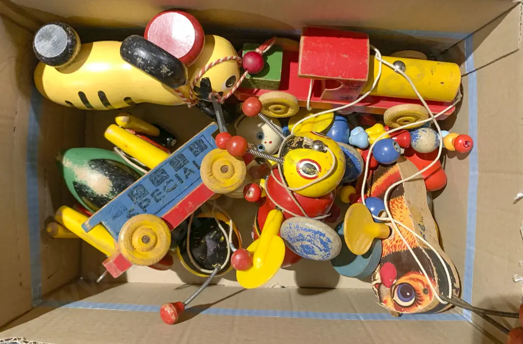 Box of Vintage Wooden Toys incl. Buzzy Bee Image 1++