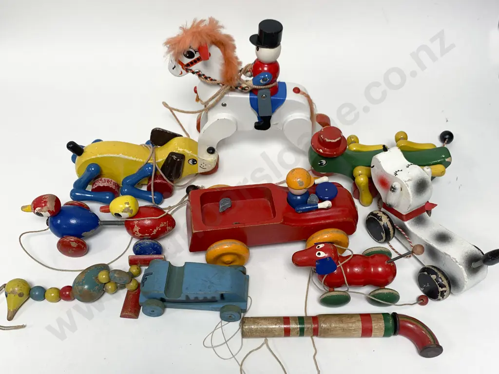Box of Assorted Vintage Wooden Toys Image 1++