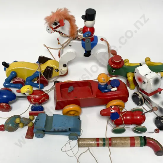 Box of Assorted Vintage Wooden Toys