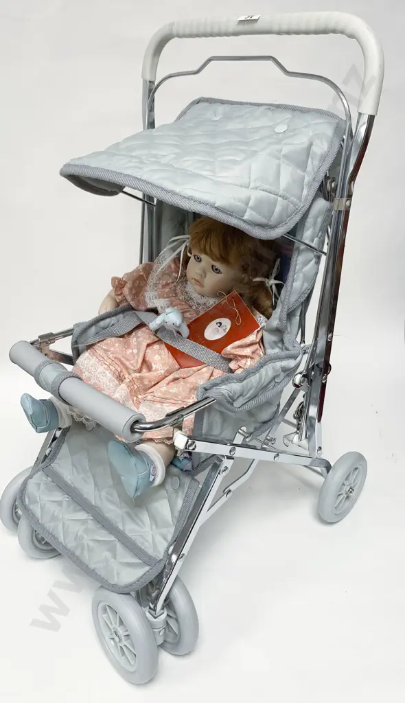 Dolls By Pauline "Amanda" Together With Doll's Pram Image 1++